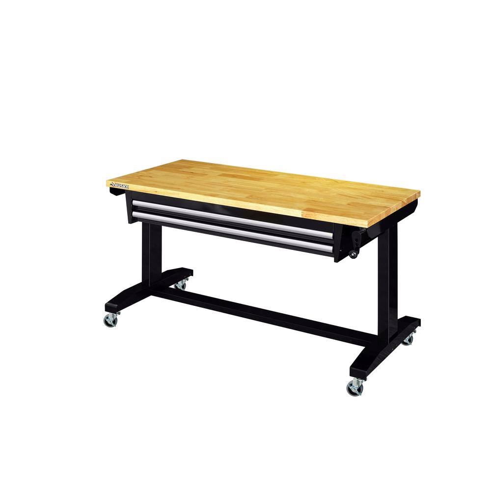 Husky Adjustable Height Work Table | 52 in. with 2 Drawers | Black