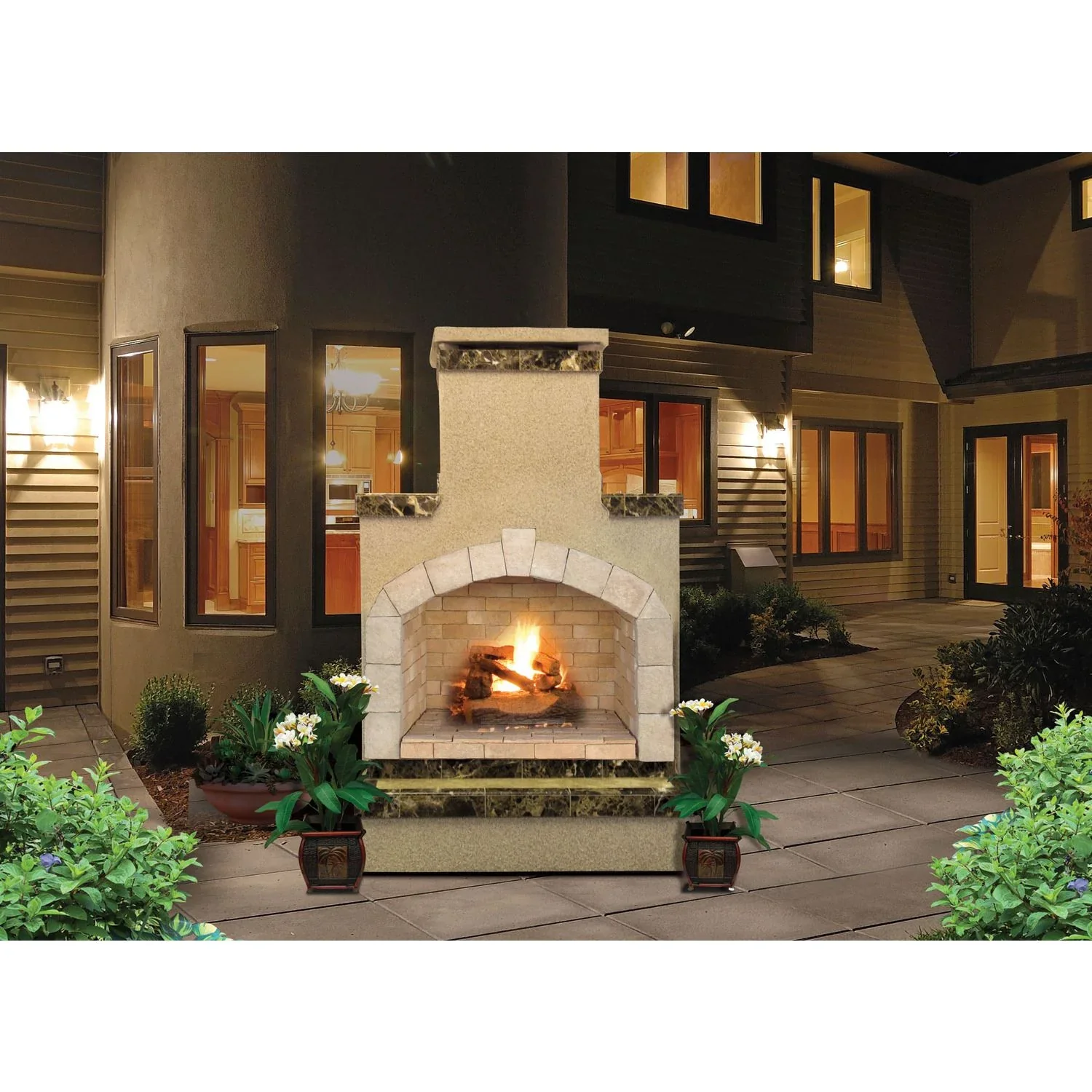 Cal Flame 48-Inch Outdoor Fireplace with Hearth