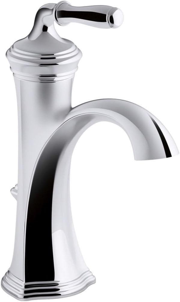 KOHLER Devonshire Single Handle Single Hole or Centerset Bathroom Sink Faucet with Metal Drain Assembly in Polished Chrome, K-193-4-CP