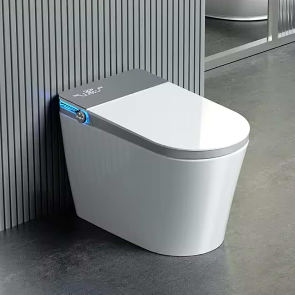 Electric Bidet Smart Toilet, Auto Open/Close Lid & Seat with Radar and Foot Sensor, Auto Flushing, Filtered Warm Water Wash, Warm Air Dryer, Heated Seat. (TD-79E)