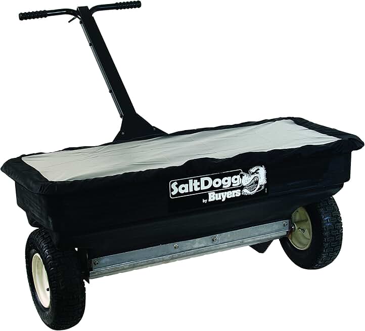 SaltDogg WB400 Professional 200 lb Capacity Walk Behind Drop Salt Spreader, Black