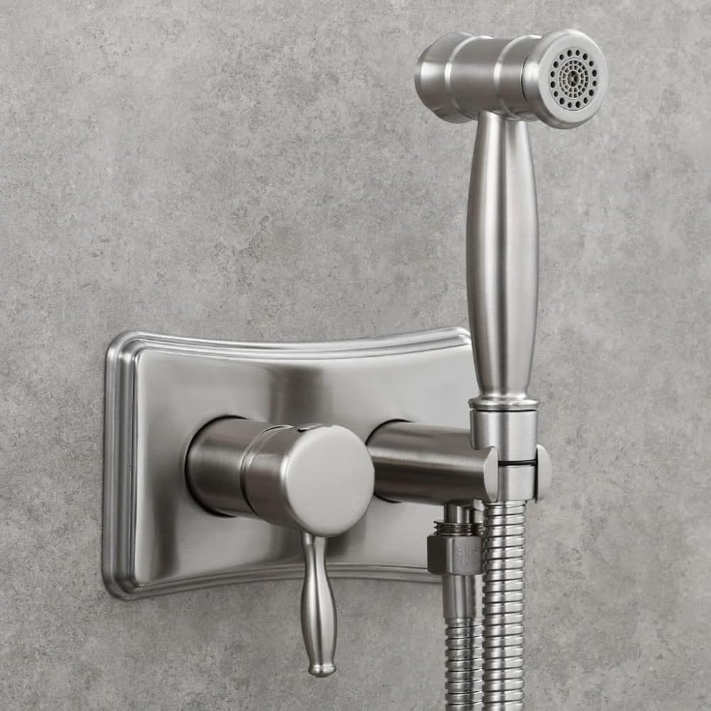 NMZAW-86 Brushed Hot Cold Mixer Bathroom Toilet Bidet Faucet Women Flusher Sprayer Kit Wall Mounted(Black)