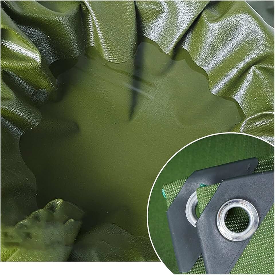 Heavy Duty Canvas with Reinforced Eyelets Lona Impermeable Big Tarp for Car Boat Camping Firewood Woodpile Canopy Tent Roof (Color:Green,Size:3x8m)