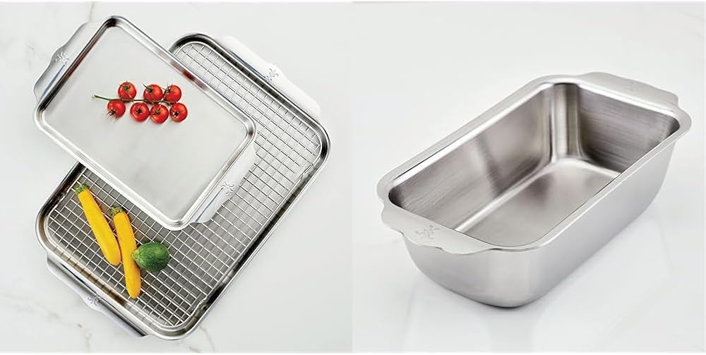 Hestan OvenBond 3-Piece Stainless Steel Baking Sheet Set and 1-Pound Loaf Pan Bundle