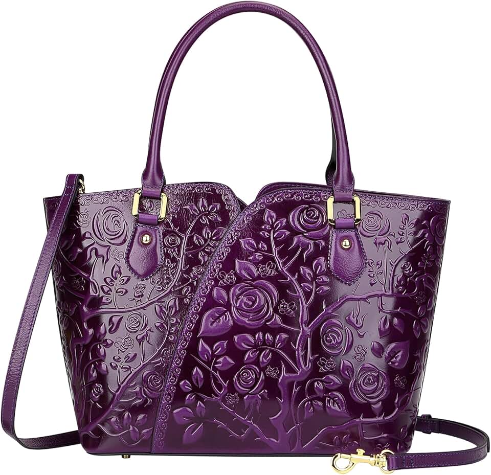 PIJUSHI Floral Designer Handbags for Women Ladies Top Handle Handbags Satchel Bags and Purses(22328 Classic Purple)