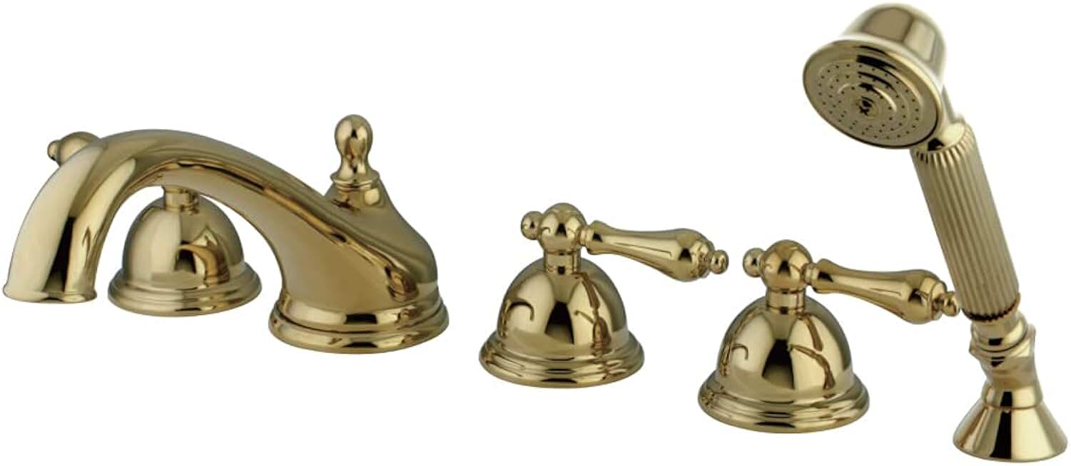 Kingston Brass KS33525AL Milano Roman Tub Faucet, 8-Inch Adjustable Center, Polished Brass