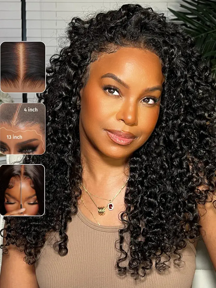 Pre Everything Glueless 13x4 Lace Front Wigs Human Hair Curly Bye Bye Knots PreCut Lace Pre Bleached Knots Pre Plucked 30S Easy to Wear and Go Wig Water Wave Put On Go Wig with Baby Hair 26Inch