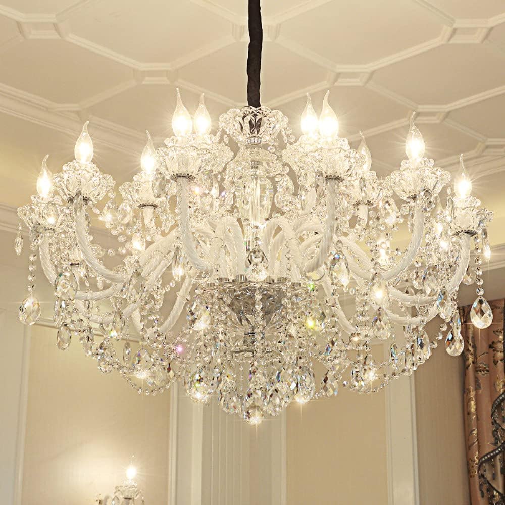 Luxury Crystal Chandeliers 18 Lights Raindrop Chandelier Lighting Large Chandeliers for Living Room Dining Room Bedroom Island Hallway or Entrance