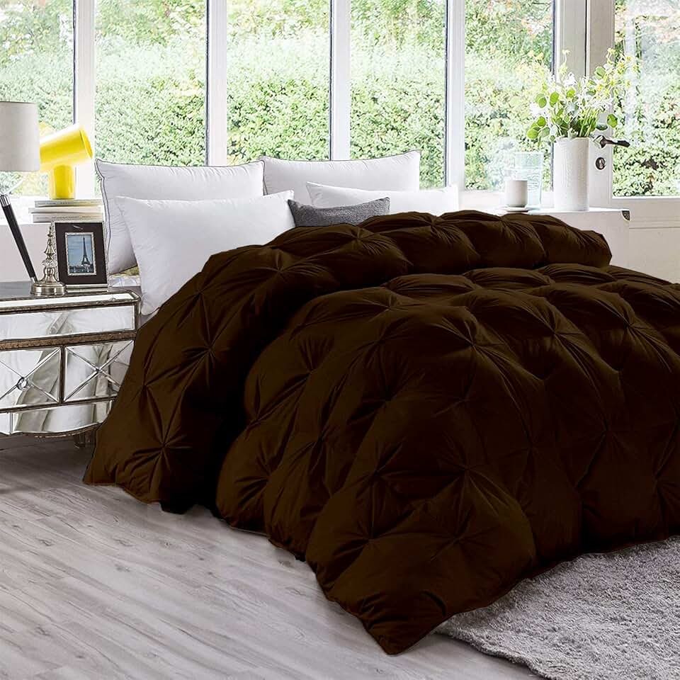 Comfort & Soft 1200-TC All Season Down Alternative Super King Plus 120x120 inches Pinch Pleated Comforter Egyptian Cotton 600 GSM Micro Fill Power & All Side Corner Tabs