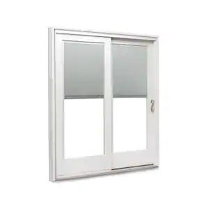 Andersen 71-1/4 in. x 79-1/2 in. 400 Series White Right-Hand Frenchwood Gliding Patio Door w/ Pine Int, Blinds & Satin Nickel Hdw