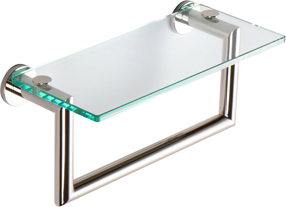 Ginger 4619T-12/PN Kubic Toiletry Shelf with Towel Bar, 12