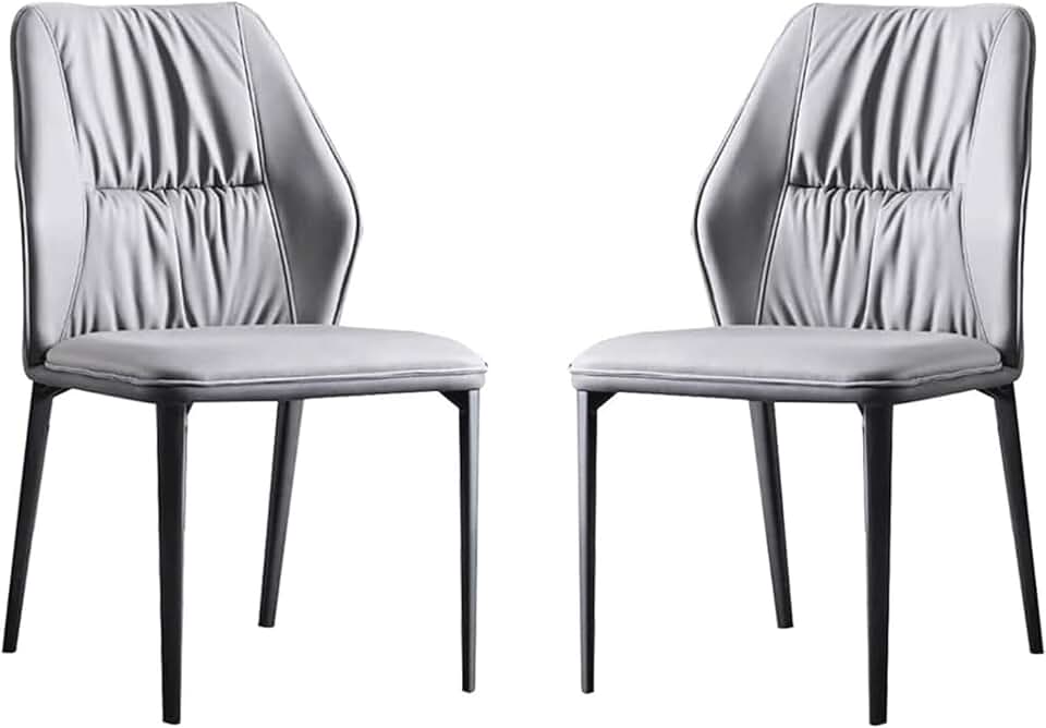 Meal Chairs Pu Leather Leisure Chair Kitchen Chairs Set of 2 Side Chair with Backrest Soft Cushion and Carbon Steel Legs Leisure Chair for Living Room and Bedroom Comfortable Durable Office Ch
