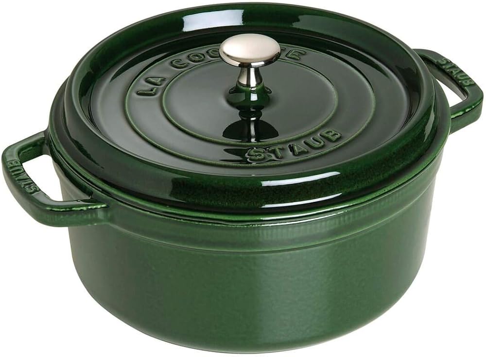 Staub Cast Iron 5.5-qt Round Cocotte - Basil, Made in France