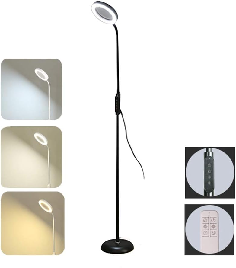 Corner Floor lamp LED Floor Lamp Iron Lamp Body with 3 Color Temperature Remote and Touch Control Lamp Adjustable Gooseneck for Living Room Office