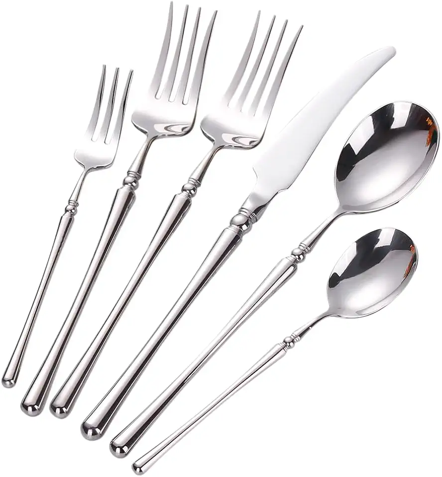 Elegant Cutlery Set, Premium Stainless Steel Silverware, Modern Dining Flatware with Sleek Design, Perfect for Home Kitchen and Restaurant Use, Complete Tableware Collection for Dining Excellence (36)