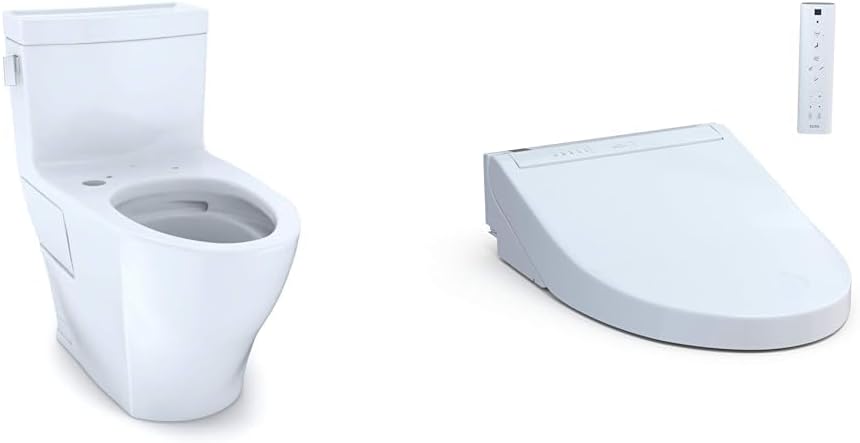 TOTO Legato Elongated Toilet with Tornado Flush and WASHLET C5 Bidet Seat with PREMIST, EWATER+, Warm Air Dryer, Remote Control