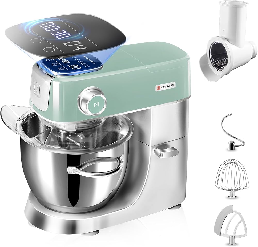 Hauswirt Green Stand Mixer M5 and Vegetable Shredding and Slicing Attachment Bundle