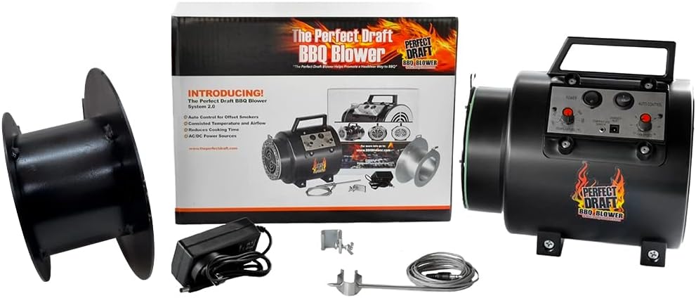 BBQ Blower 4.0 for Offset Smoker Grill - Designed in Texas, Patented in the USA - Battery Powered BBQ Fan for Outdoor Barbecue