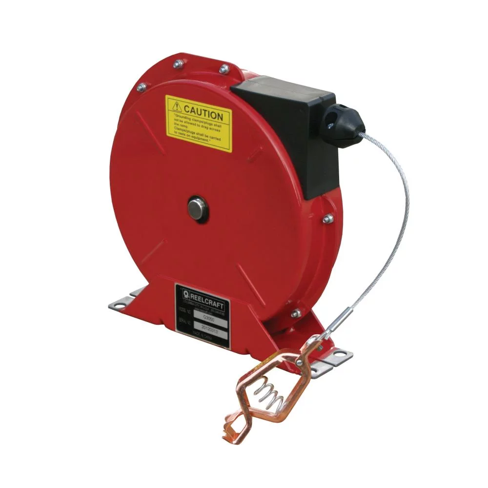 Reelcraft Industries B250818 50 ft. Static Discharge Grounding Reel Spring Retractable with Nylon Coated Cable - Red