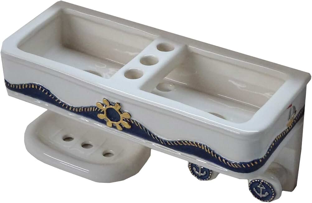 A-1215 Nautical soap with, 2 Handing Hooks and 3 Hole tope Receptacle 11
