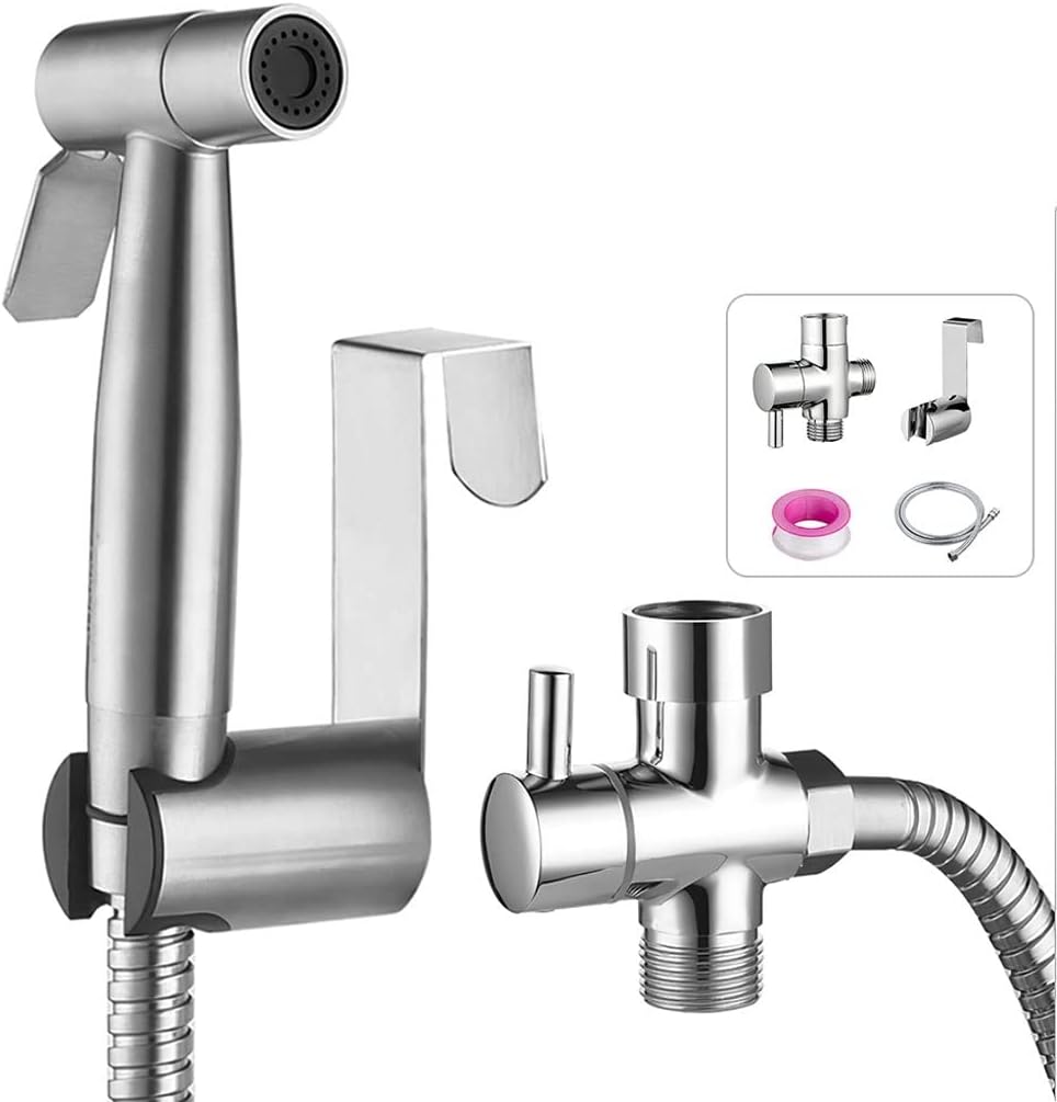 NMZAW-86 Handheld Toilet Bidet Sprayer Set Anal Vagina Flushing Hygienic Shower Spray Gun Stainless Steel Hand Faucet(Bidet Sprayer Set 2)