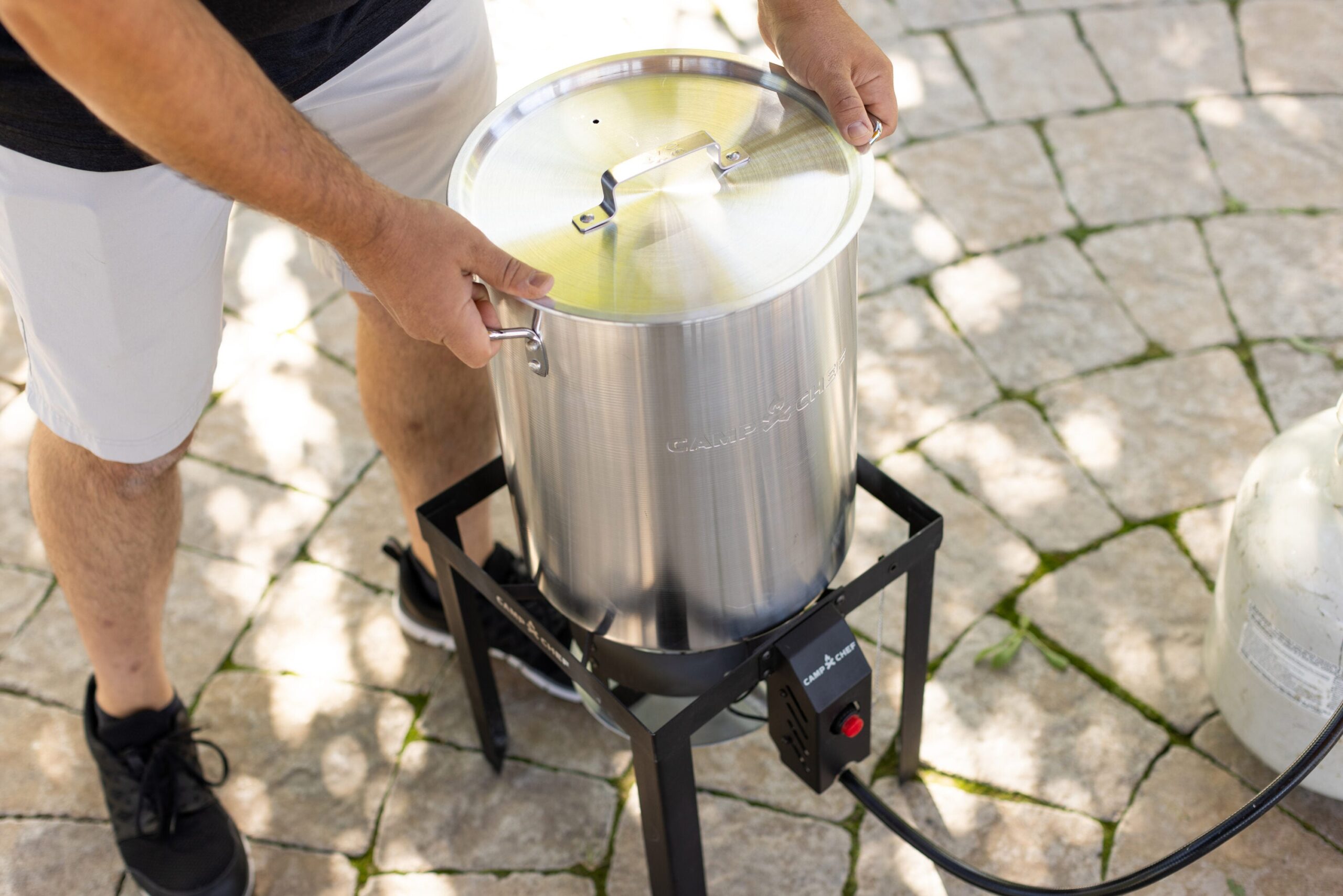 Camp Chef 30-qt Boil Pot and 10-qt Fry Pot with 1-Burner Propane Electronic Stainless Steel Jet Cooker