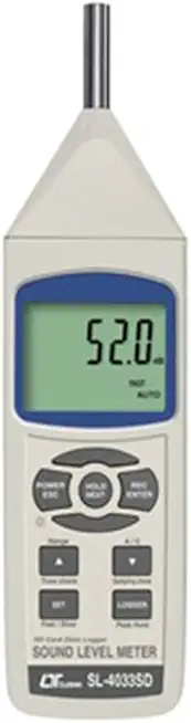 Sound Level Meter Class-1 (Range: 30 to 130 dB) for Industries, Vehicle Noise, Environmental Noise Along with Calibration Certificate by Lutron SL-4033SD