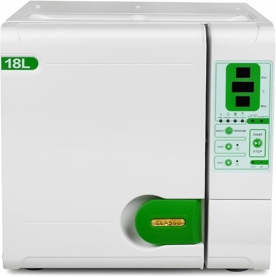 Full-Automatic Autoclave Steam Sterilizer B Class Pre-Vacuum High Temperature Pressure Digital Display Lab Equipment Benchtop Type 4.75Gal/6.07Gal (4.75Gal(18L))