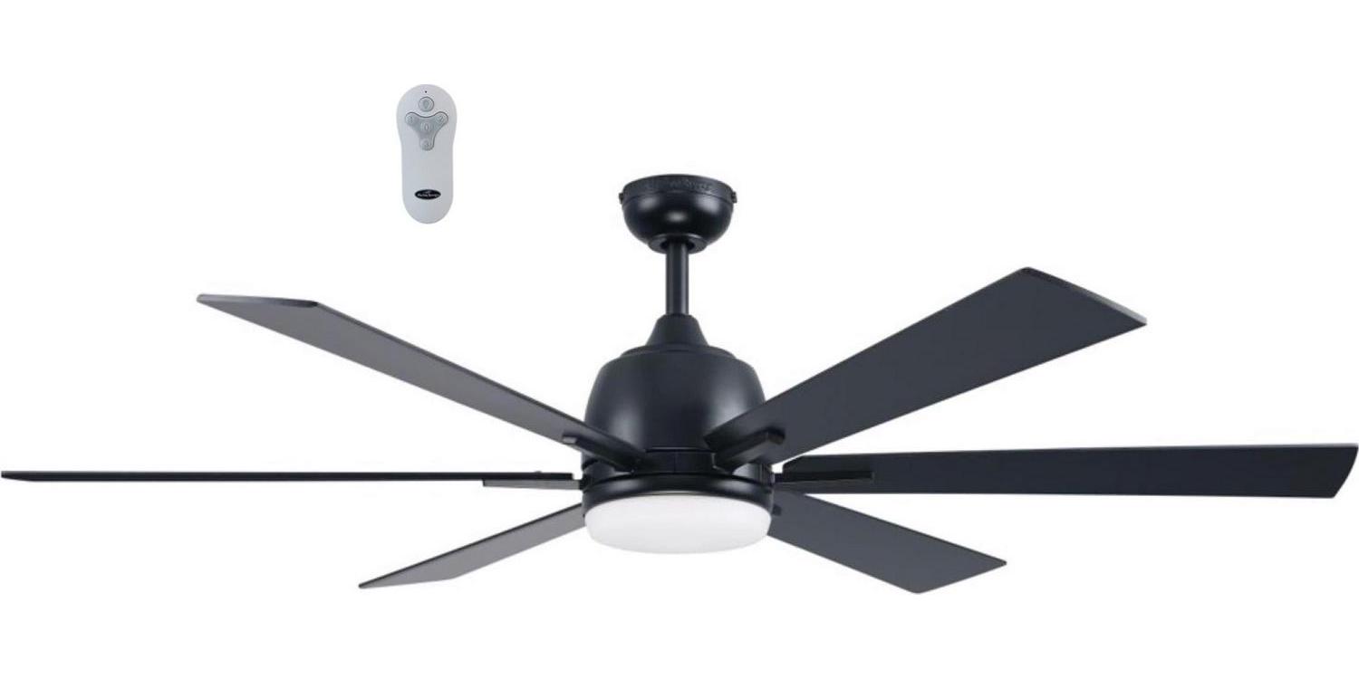 Harbor Breeze Bradbury 60-in Matte Black Integrated LED Indoor Downrod or Flush Mount Ceiling Fan with Light and Remote (6-Blade)