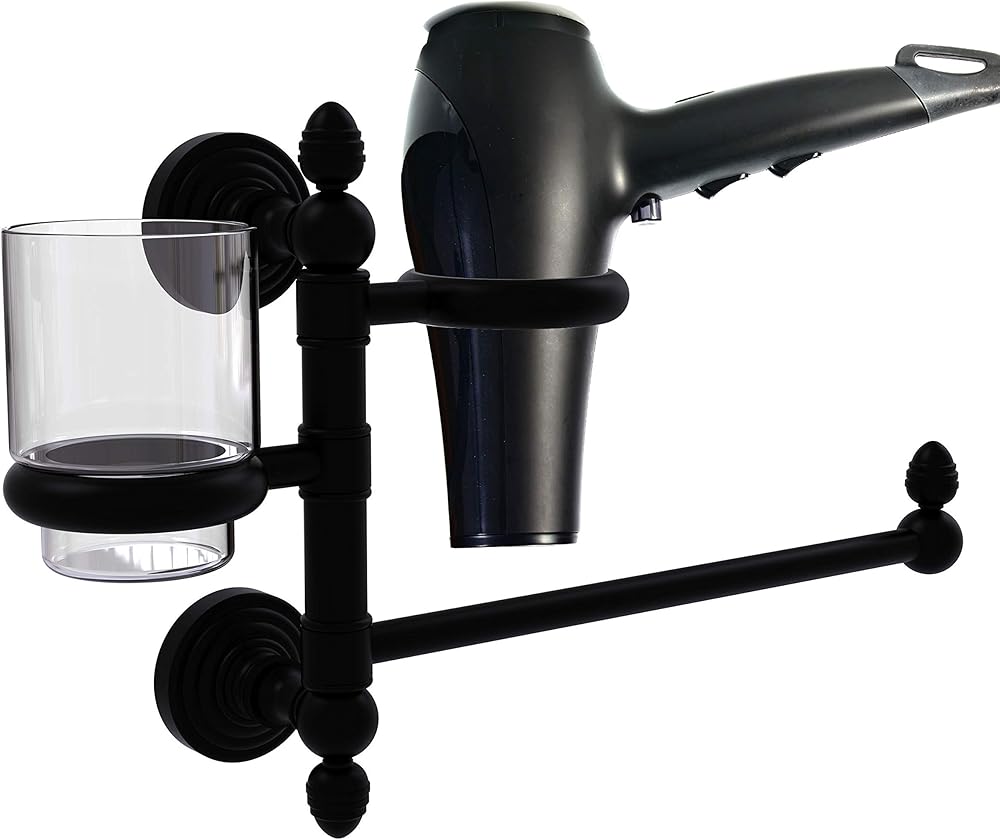 Allied Brass WP-GTBD-1 Waverly Place Collection Organizer Hair Dryer Holder, Matte Black