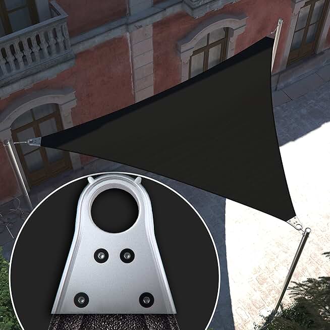 Royal Shade 32' x 32' x 32' Black Triangle Super Ring Sun Shade Sail Canopy RSAWTN, Heavy Duty Durable Structure, Reinforced Corners & Edges, 260 GSM Permeable Fabric (We Make Custom Size)