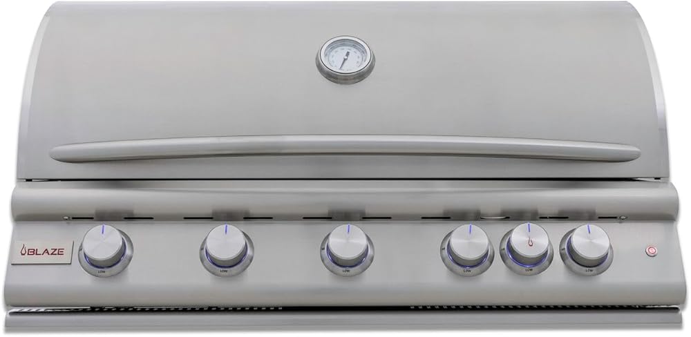 Blaze Premium LTE+ 40-Inch 5-Burner Built-In Natural Gas Grill W/Rear Infrared Burner & Lift-Assist Hood - BLZ-5LTE3-NG, Stainless Steel