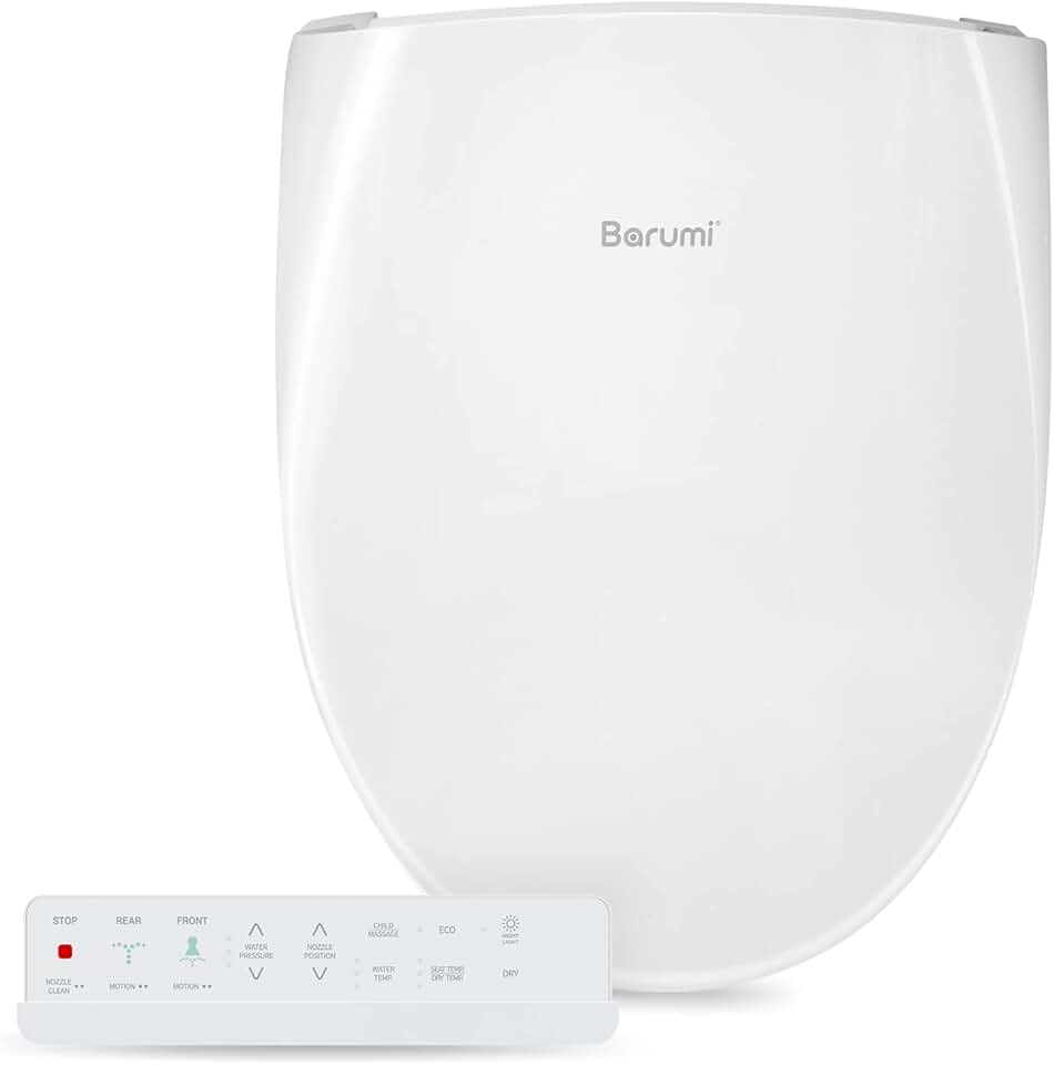 BM-6000 Electric Elongated Bidet for Toilet, Warm Seat & Air Dryer, Warm Water & Pressure, Self-Cleaning, Child Mode, Eco Mode, Night Light, Hybrid Heating, Remote Controller, Soft Close Lid