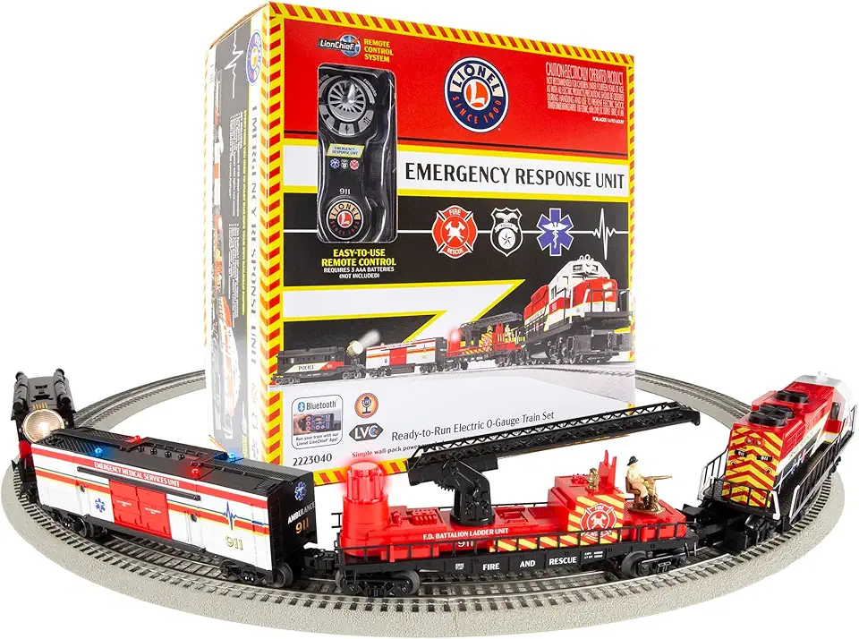 Lionel Emergency Response Electric O Gauge Bluetooth 5.0 Train Set with Remote