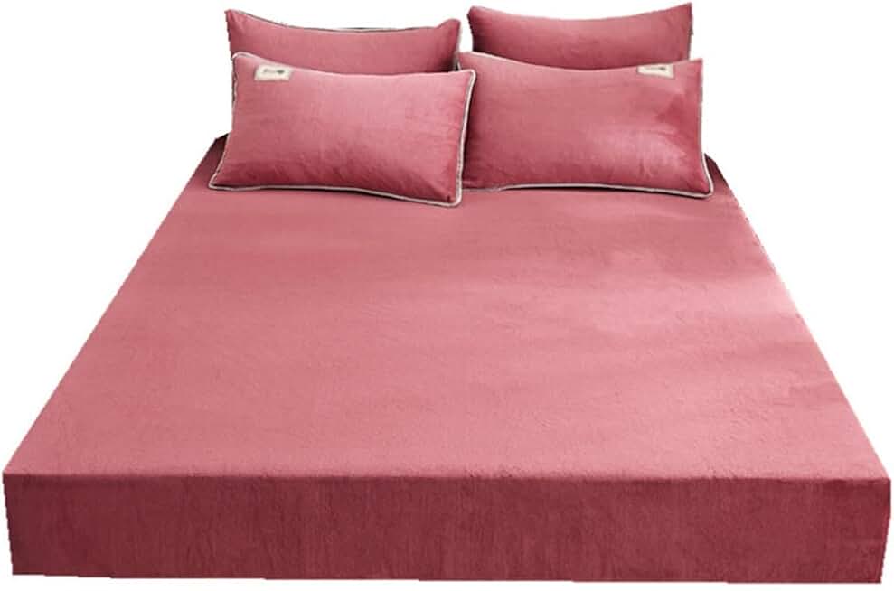 Crystal Fleece Bed Hat Mattress Cover Coral Flannel Bed Cover Plus Fleece Three-Piece Set Farai Fleece Bed Hat(180 * 200CM)