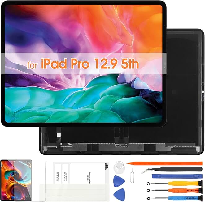 Screen Replacement for iPad Pro 12.9 5th 6th Gen Generation 2021 2022 LCD Display A2379 A2436 A2437 A2461 A2764 Screen Touch Digitizer Assembly with Repair Tools(Black)