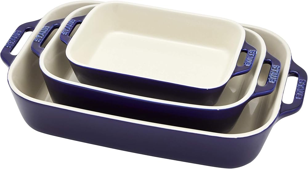 Staub Ceramic Baking Dish Set, 3pc, Dark Blue