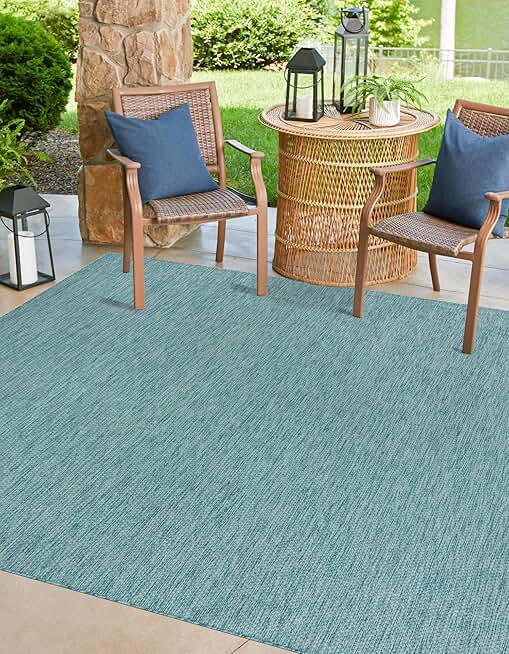 Unique Loom Collection Casual Transitional Solid Heathered Indoor/Outdoor Flatweave Area Rug (10' 8