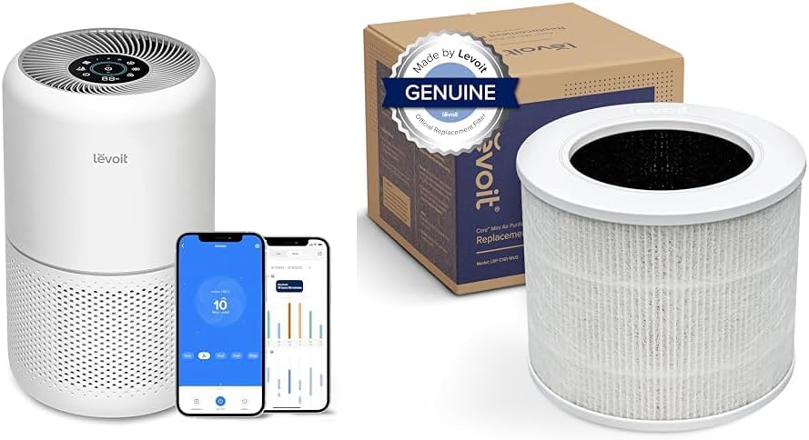 LEVOIT Air Purifiers for Home Bedroom with Replacement Filter, Smart WiFi, HEPA Sleep Mode for Large Room, Quiet Cleaner for Allergies, Dust, Smoke, White Noise Control
