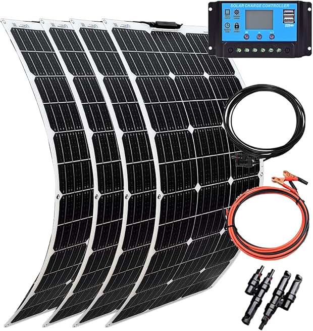 12v Flexible Solar Panel Mono Module Kit(80w/160w/240w/320w), 40a Solar Controller, 12v Battery Power Charging, For Boat, Car, Caravan,320W
