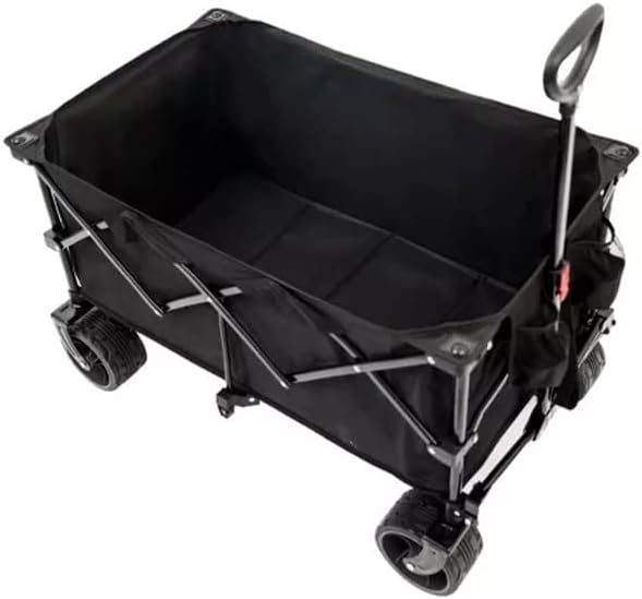 180L Foldable 7 Inch Wheel Outdoor Portable Adjustable Length Pull-Cart Camp Trolley Camping Equipment Storage Cart, 93*56*61CM