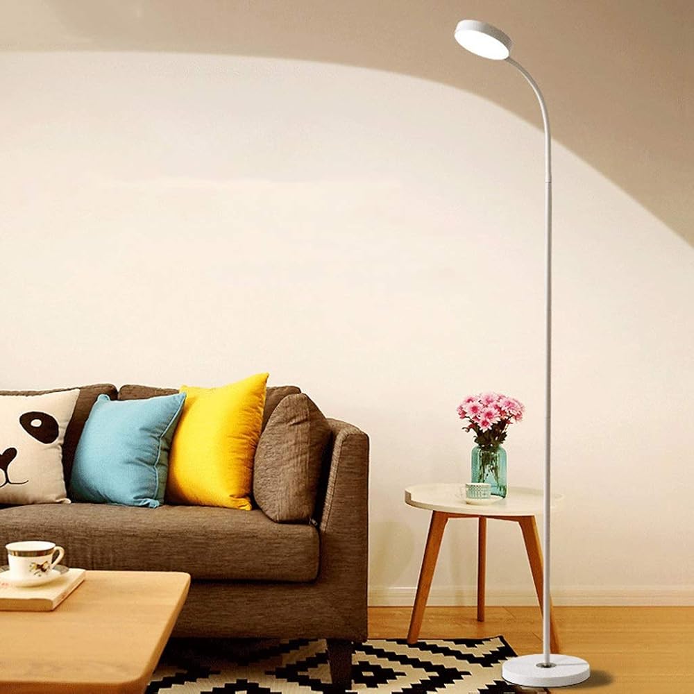 Corner Floor lamp LED Light Source Floor Lamp Acrylic Soft Light Mask Thick Support Base Button Switch Operation for Home/Office (Color : White, Size : Two-Color dimming)