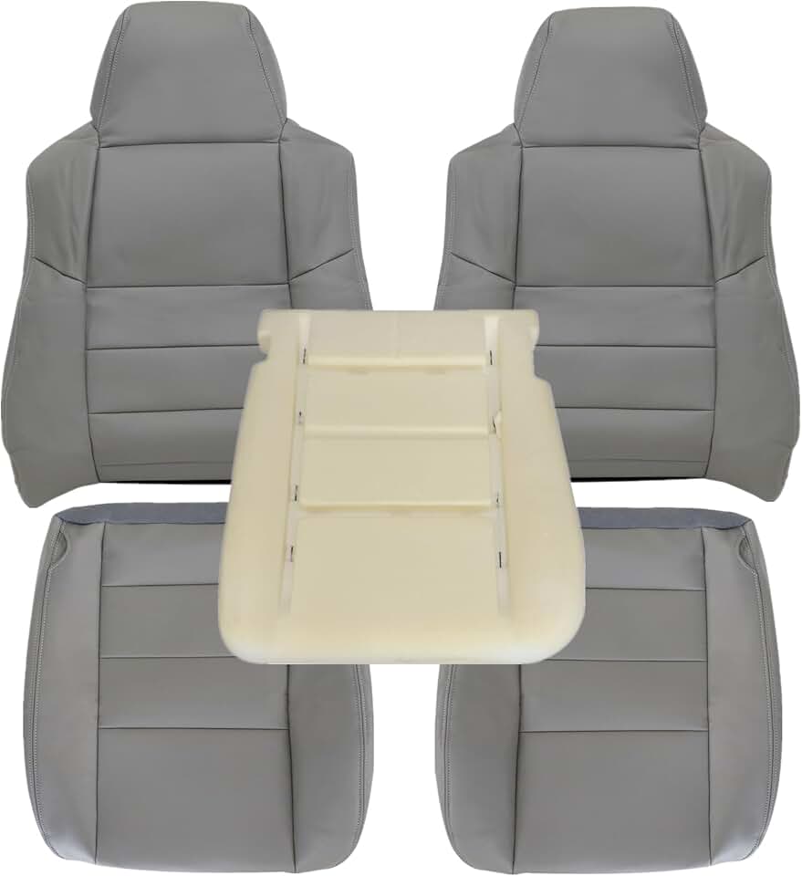 NLQR Driver and Passenger Side Bottom & Top Back Replacement Seat Covers Compatible with Ford F250 F350 F450 F550 Lariat 2002 2003 2004 2005 2006 2007