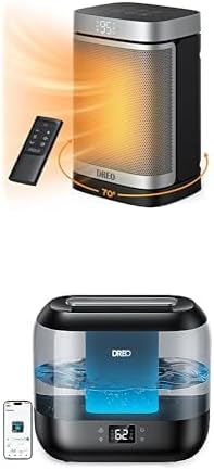 Dreo Space Heaters for Indoor Use, 70°Oscillating Portable Heater With Remote, 1500W PTC Electric Heater with Thermostat, Fast Safety Heat, 1-12h Timer, Small Heater for Bedroom Home Office, Atom One