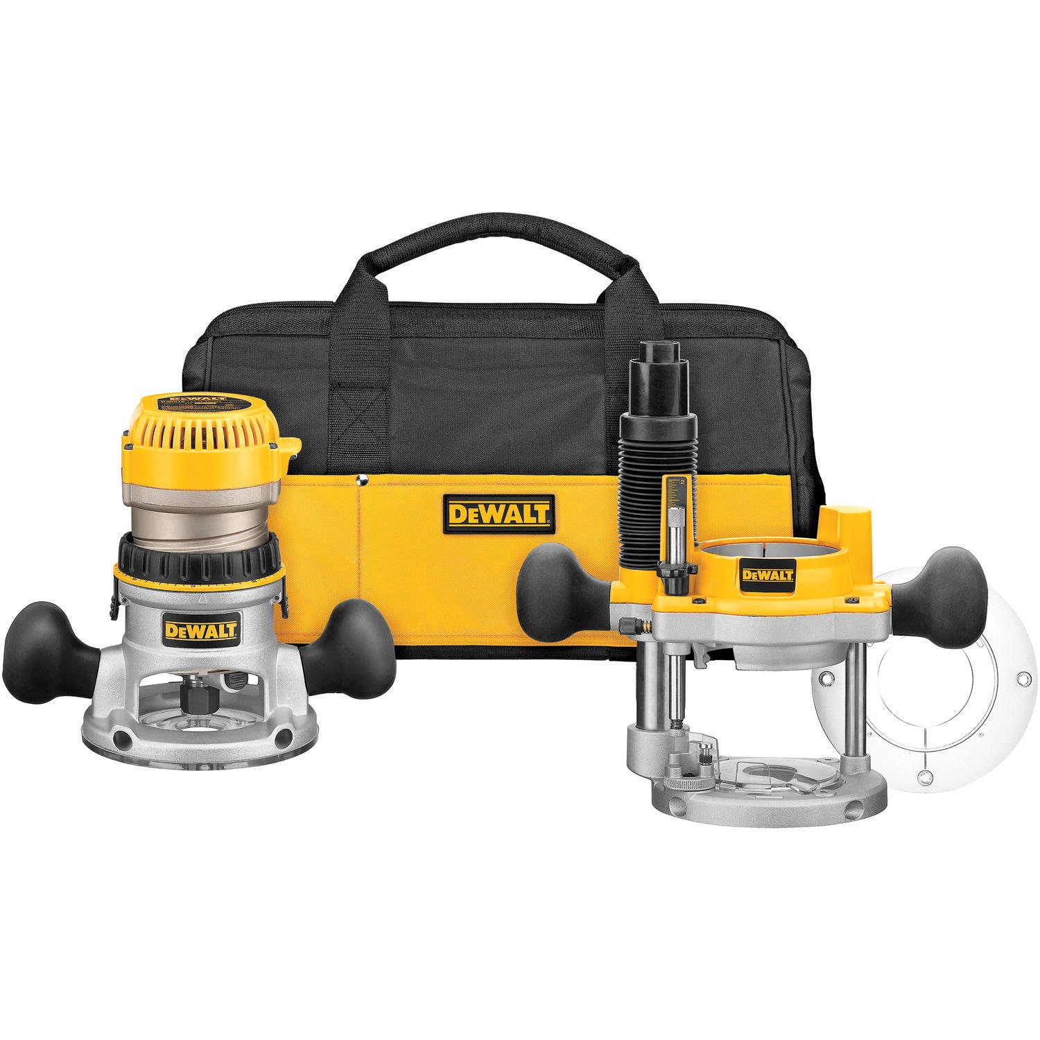 DEWALT 1/4-in and 1/2-in 2.25-HP Variable Speed Combo Fixed/Plunge Corded Router Soft Case