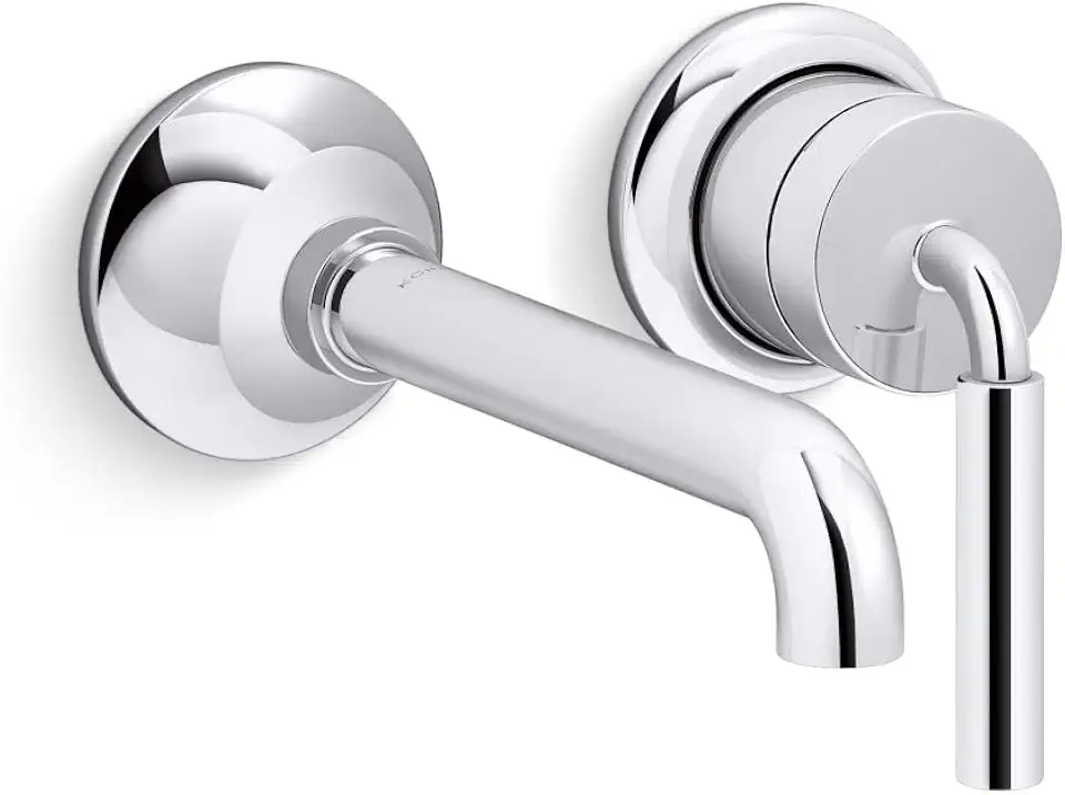 Kohler 26438-4-CP Tone Wall-Mount Bathroom Sink Faucet, Single-Handle Bathroom Faucet 1.2 gpm, Polished Chrome