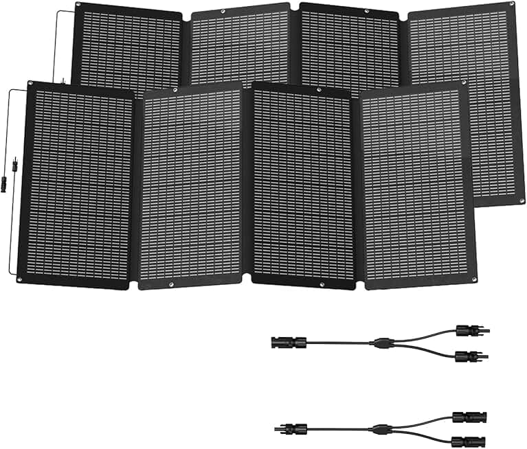 400 Watts Foldable Solar Panel 2PCS, Luggable & Durable, Portable 400W Solar Charger Complete with Adjustable Stand