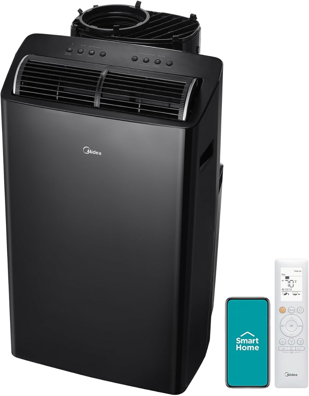 Midea Duo 14,000 BTU (12,000 BTU SACC) High Efficiency Inverter, Ultra Quiet Portable Air Conditioner, Cools up to 550 Sq. Ft., Works with Alexa/Google Assistant, Includes Remote Control & Window Kit
