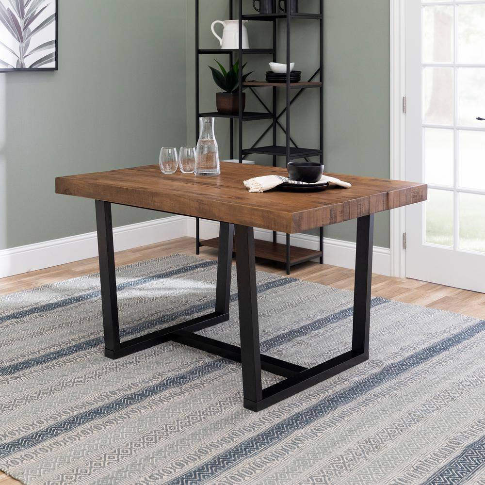 Welwick Designs 52 in. Reclaimed Barnwood Distressed Solid Wood Dining Table