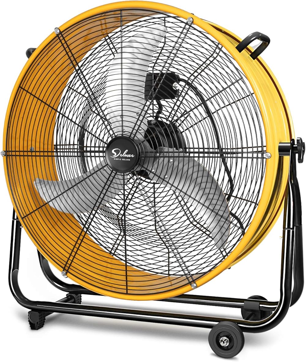 24 Inch Heavy Duty Metal Industrial Drum Fan, 3 Speed Floor Fan for Warehouse, Workshop, Factory and Basement